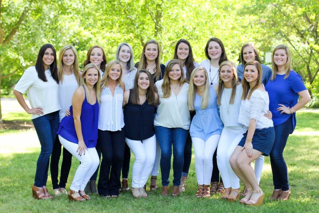 A picture of the executive board and me at TCU, the year I was house chair.